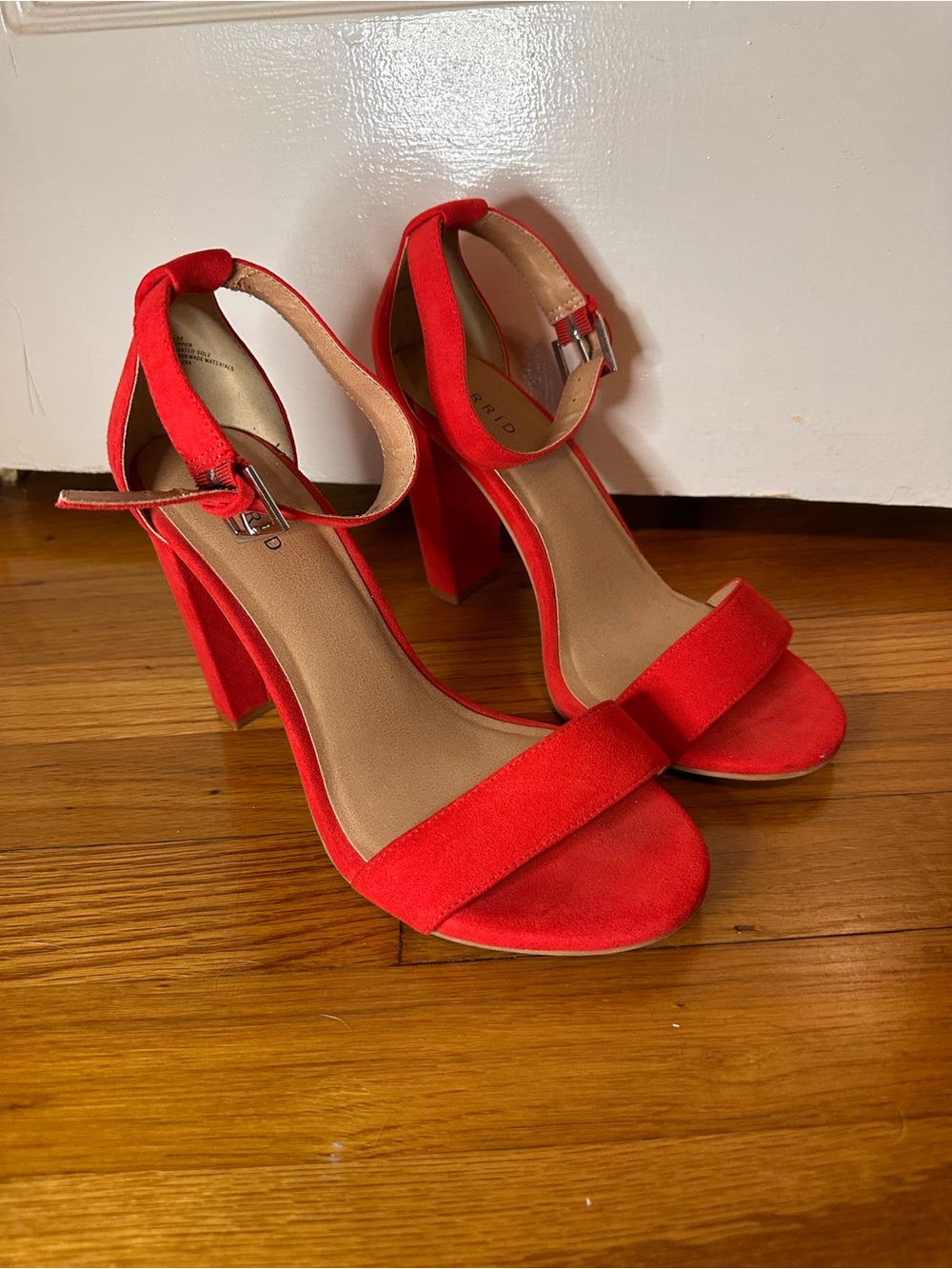 torrid Red Suede Ankle-Strap Block Heels